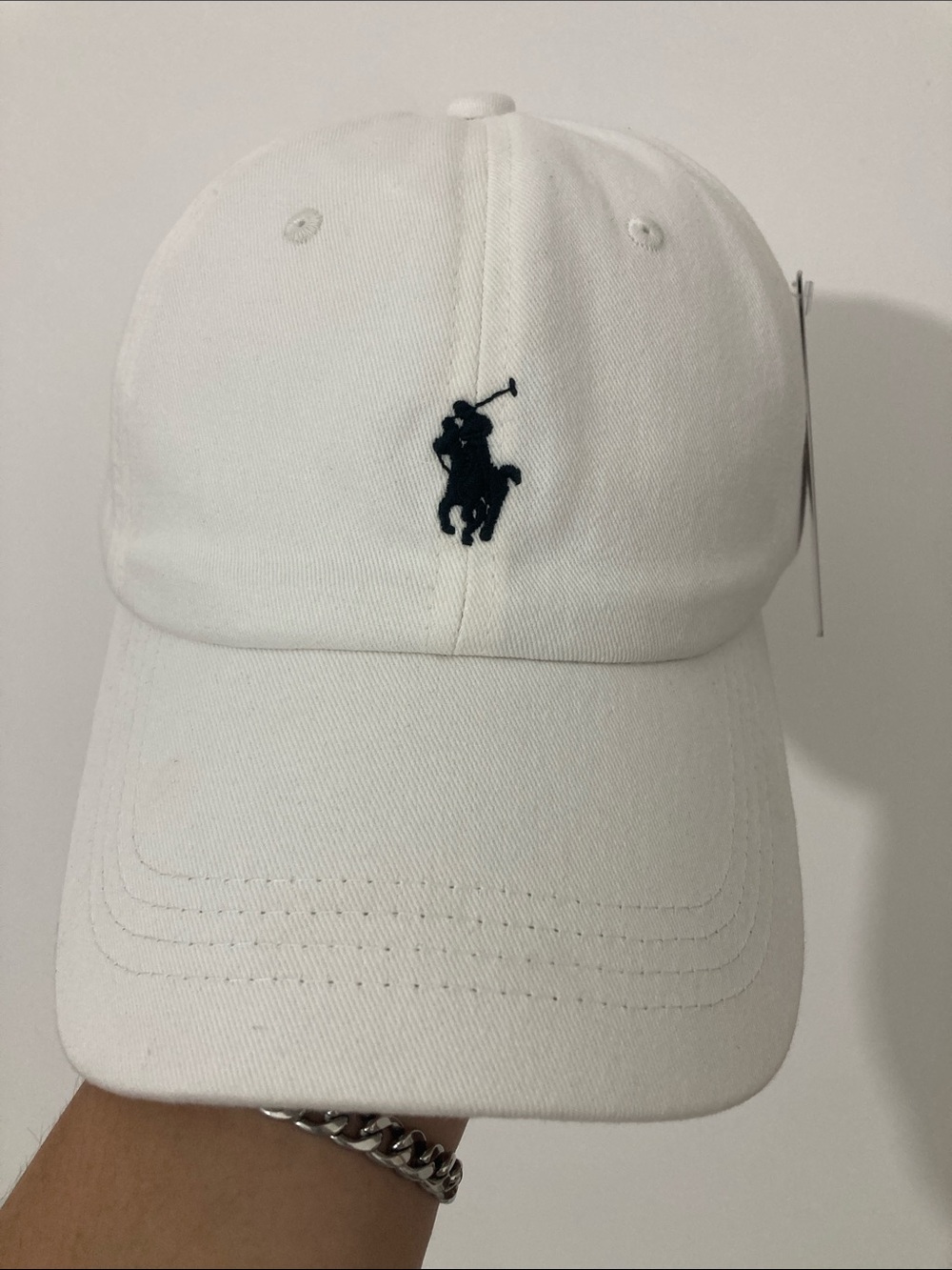 Polo by Ralph Lauren White Cap with Navy Pony Logo